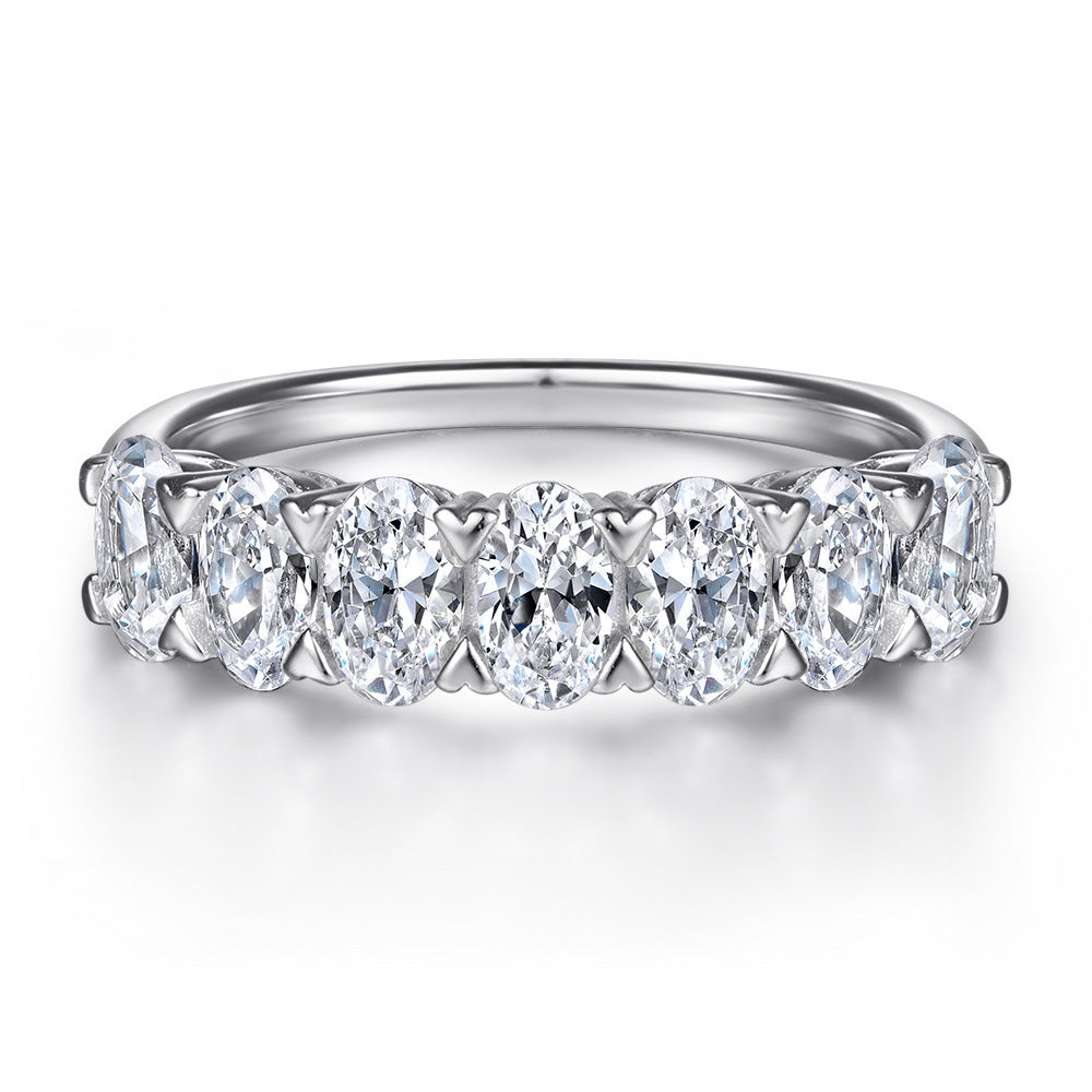 Oval Zircon Sterling Silver Ring Female