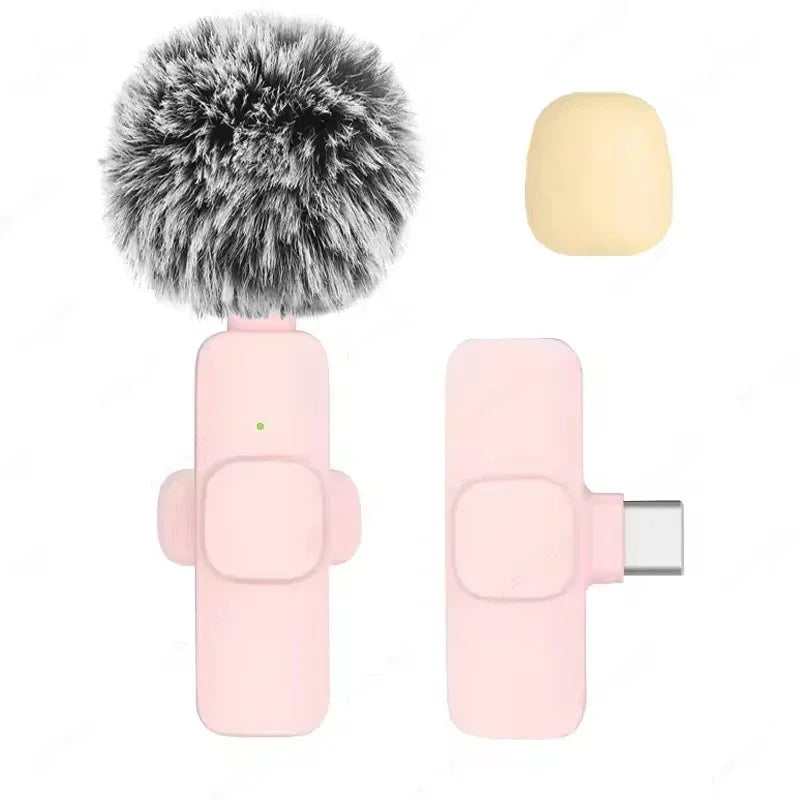 Portable Lavalier Wireless Microphone Audio Video Recording Mini Mic For iPhone Android Live Broadcast Gaming Phone With Receive