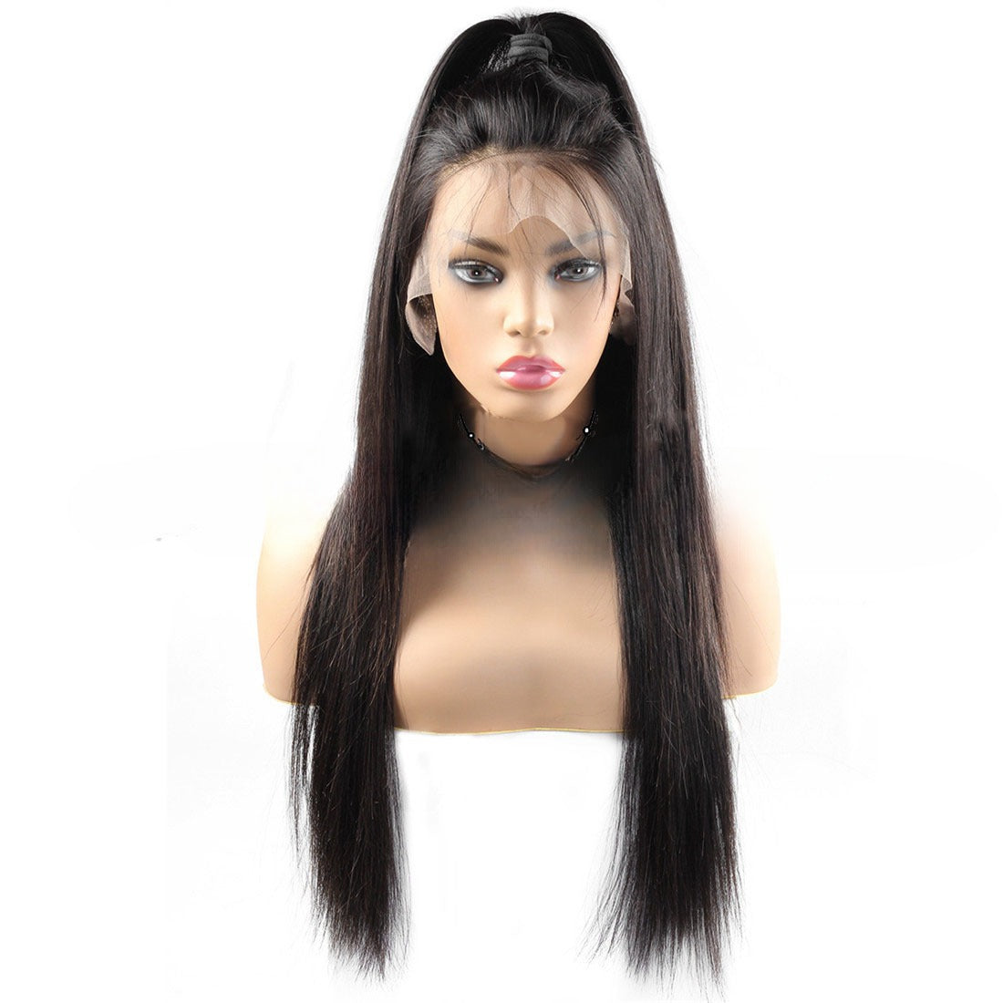 Womens Fashion Full Lace Black Human Hair Wig
