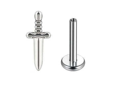 G23 Titanium Alloy Tongue Pin Thread Personality Rose Ear Bone Stud