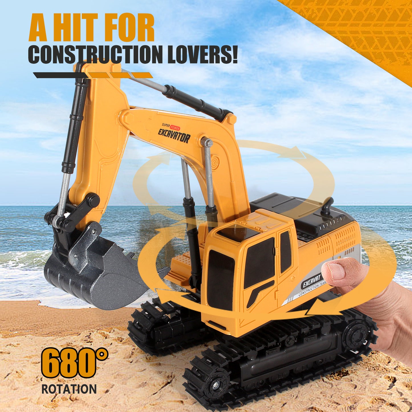 2025 Remote Control Excavator RC Digger Truck Construction Vehicles Boys Toys,with Metal Shovel & Light.Boy Presents, Birthday Presents,Logistics Is Sent Randomly By UPS,USPS