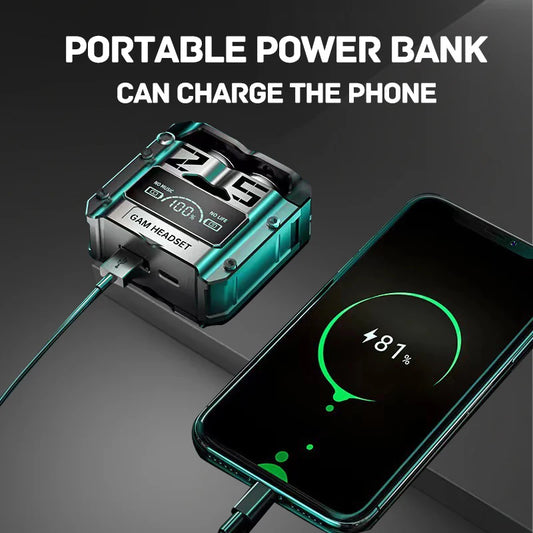 Wireless noise-cancelling TWS headphones in-ear Type-C earphones, HQ high-quality LED display charging earphones