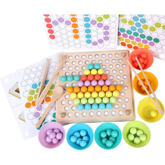 Wooden Peg Board Beads Game, Learning Montessori Toys,Color Sorting Stacking Matching Toys For Toddlers, Counting Toy For Kids, Educational Games For Fine Motor Math, Gift For Girls And Boys