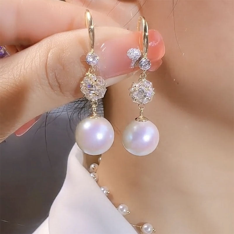 Fashionable Red Bean Personalized Pearl Earrings