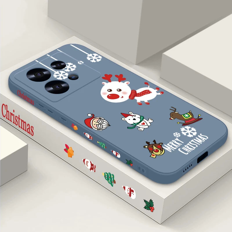 Cute Christmas Pattern Phone Case For Xiaomi Redmi Note 14 13 Pro Plus 12 14 Pro 5G Note 13C 11 13 14 4G Soft TPU Silicone Cover