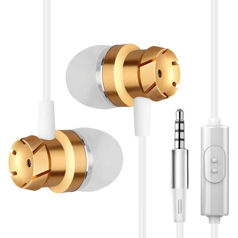 Metal Hot-selling In-ear Turbine Dynamic Bass Boost With Mic Wire Control Mobile Phone Universal Headset