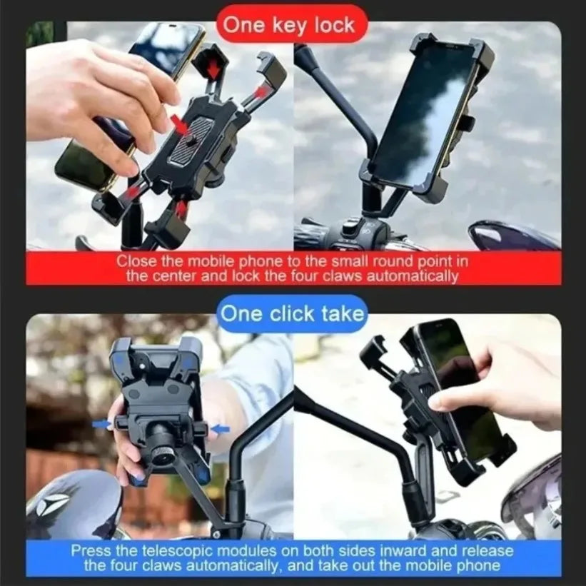 New Motorcycle Bicycle Phone Holder Moto Rearview Mirror Handlebar Mount Compatible for Xiaomi IPhone Mobile Navigation Bracket