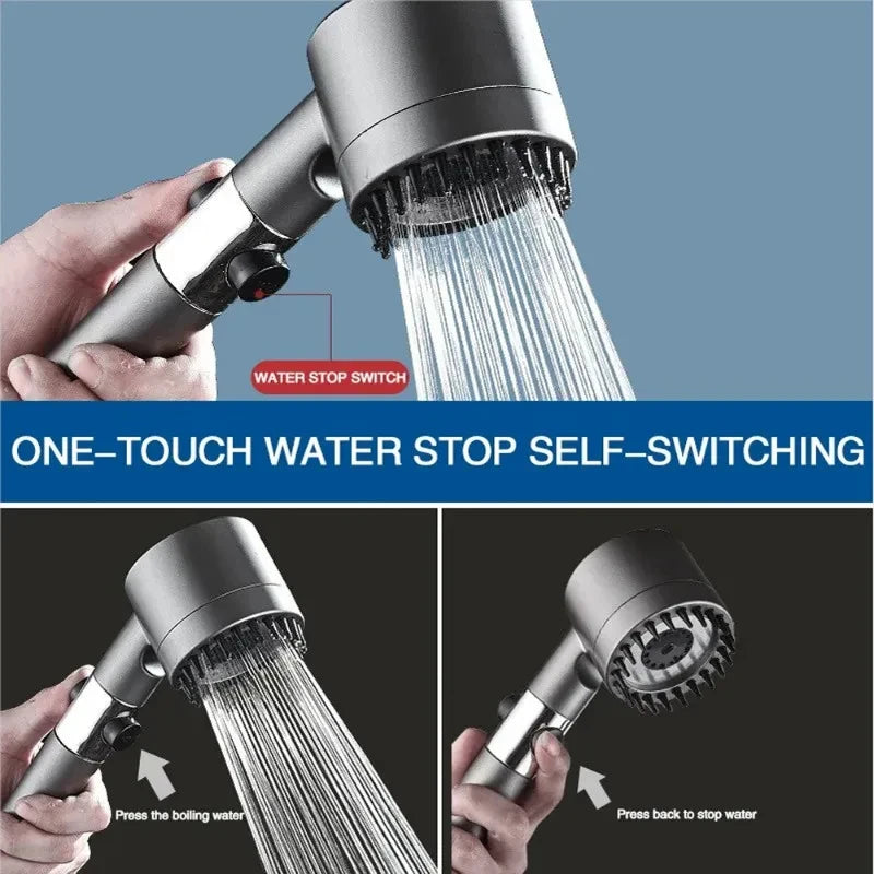 High-pressure shower head with massage brush filter 3 modes adjustable water spray Rain shower faucet Bathroom accessories