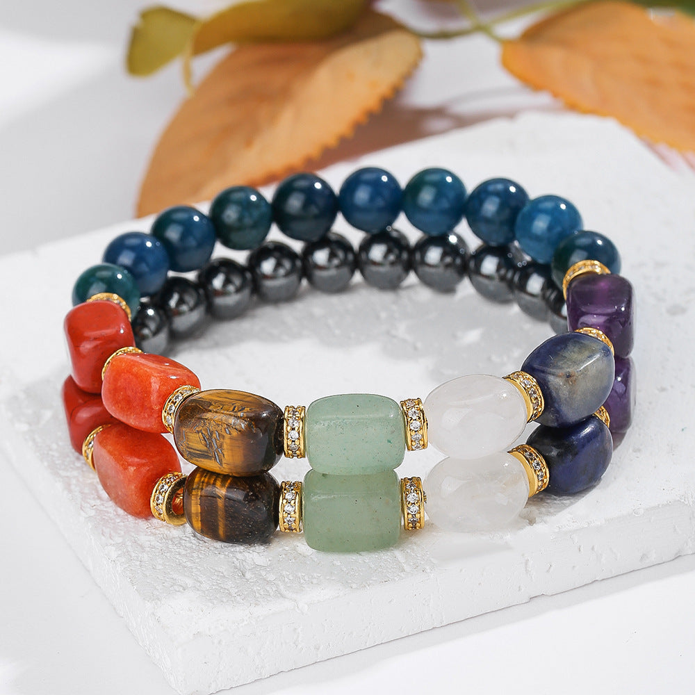 Popular Natural Crystal Bracelet Haematite Blue Phosphorus Gray Beaded Bracelet