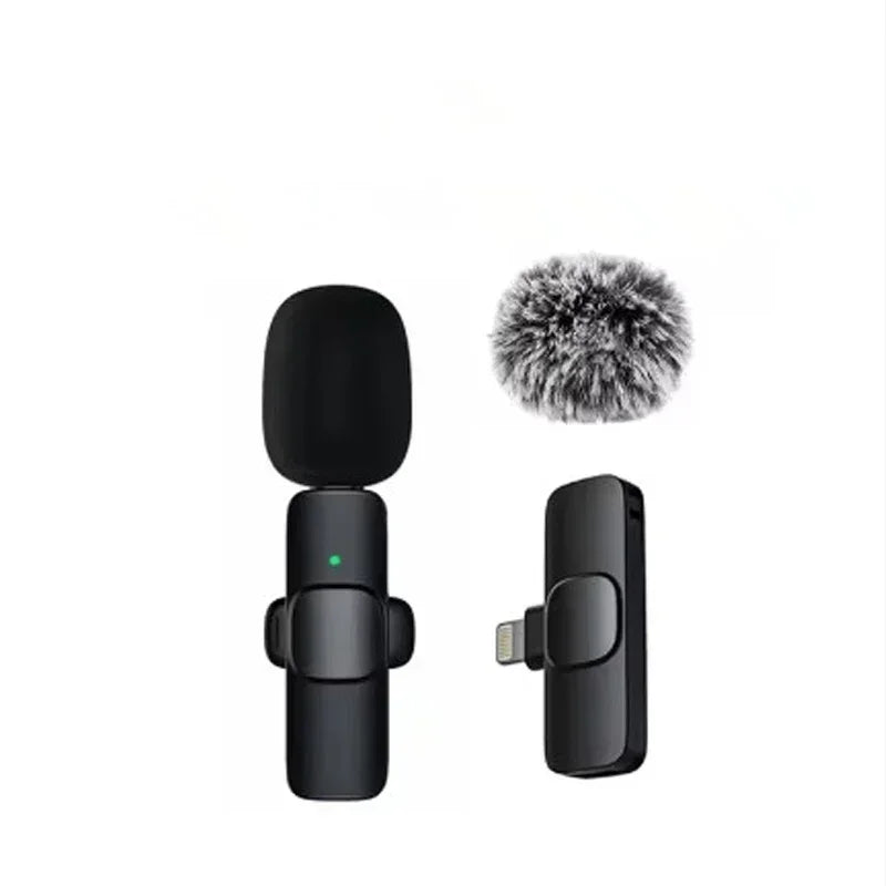 Portable Lavalier Wireless Microphone Audio Video Recording Mini Mic For iPhone Android Live Broadcast Gaming Phone With Receive
