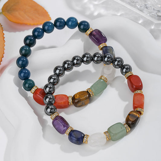 Popular Natural Crystal Bracelet Haematite Blue Phosphorus Gray Beaded Bracelet