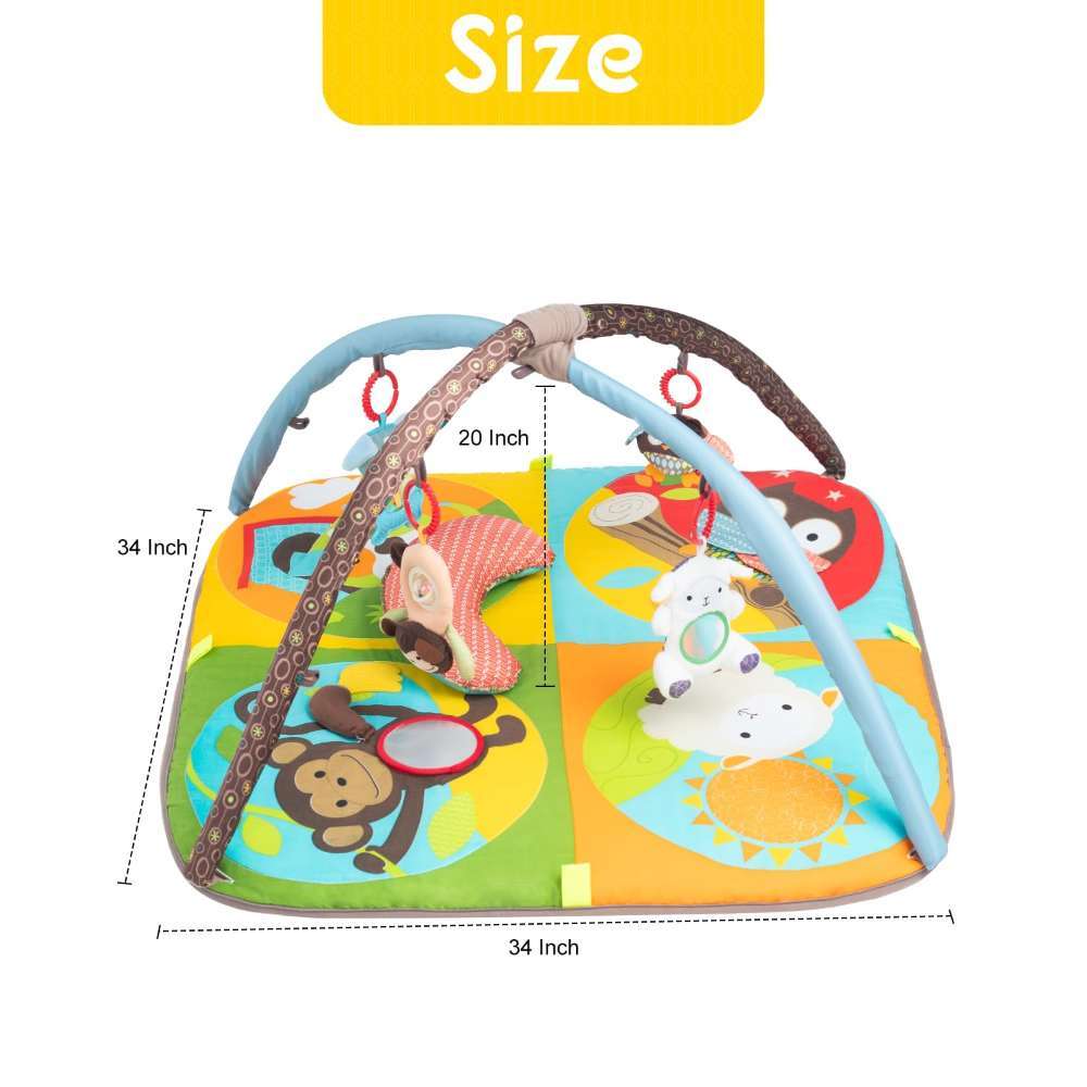 Keeygo Baby Play Mat Zoo Theme Sensory Infant Toys Keep Baby Occupied Toddler Activity Gym Develop Neck Strength Play Gym For Babies 0-6 Months Washable Baby Gyms  Playmats