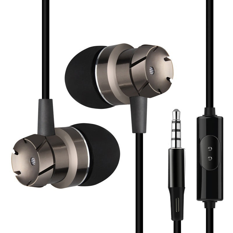 Metal Hot-selling In-ear Turbine Dynamic Bass Boost With Mic Wire Control Mobile Phone Universal Headset