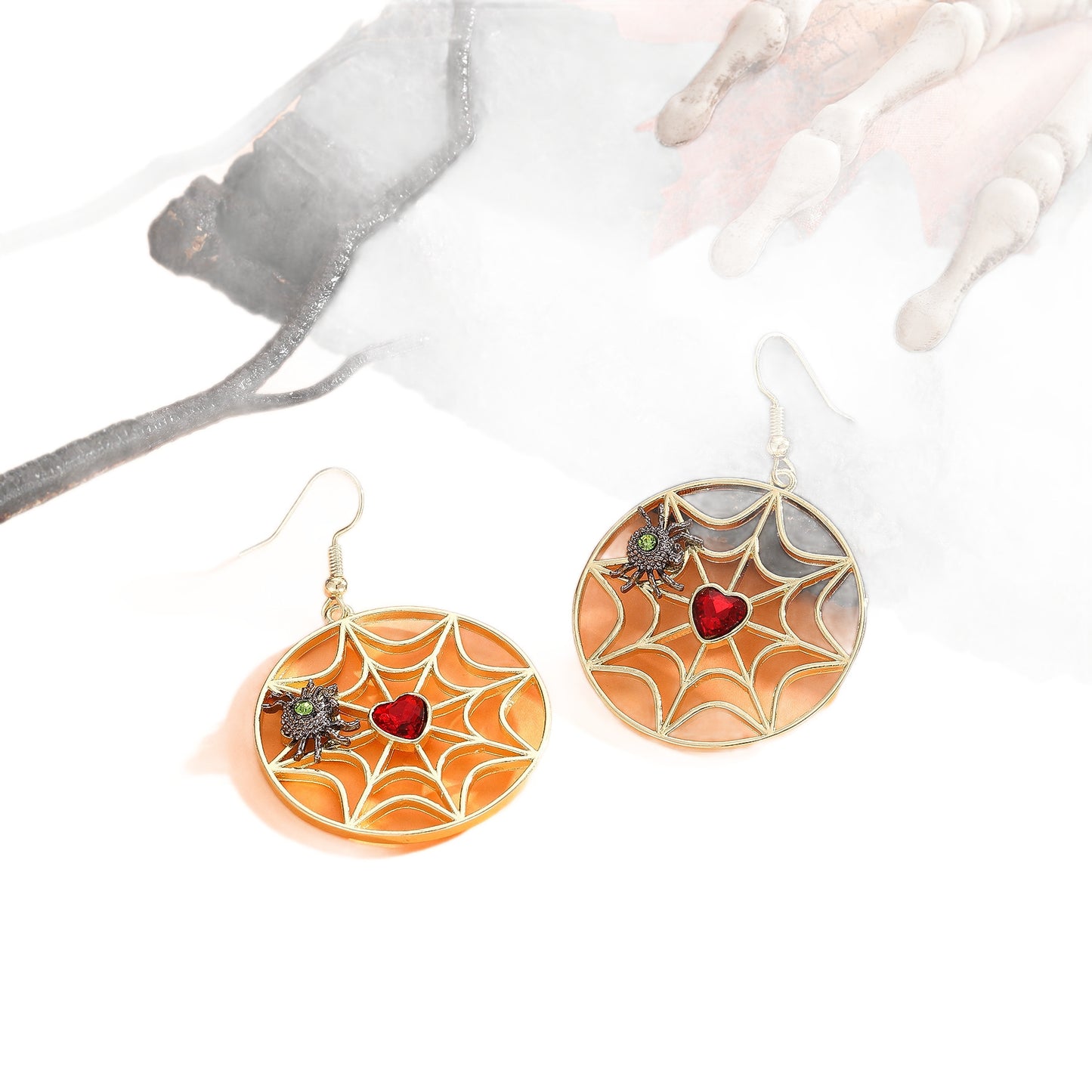 Fashionable And Personalized Spider Web Spider Pendant Earrings