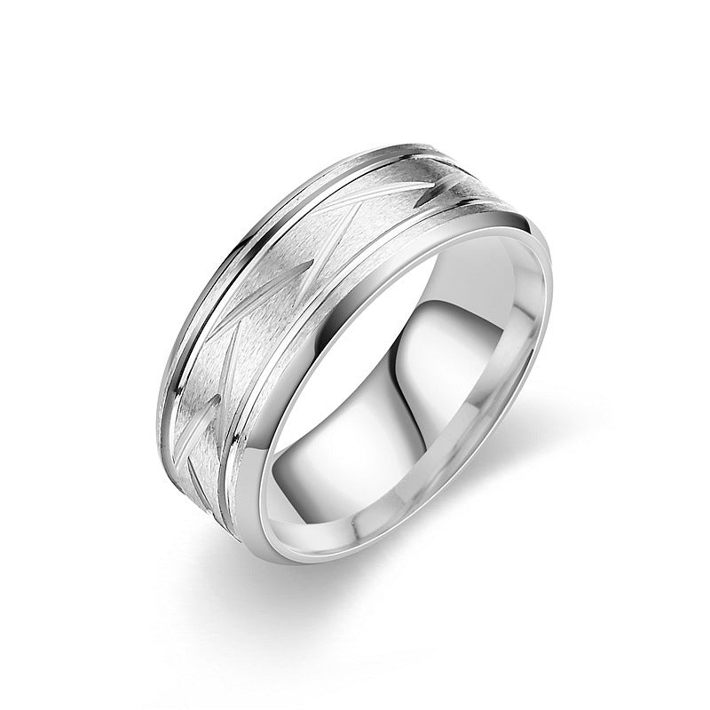Titanium Steel Frosted Men's Ring European And American Temperament