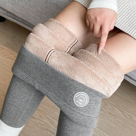 Extra Thick Cashmere Leggings Female High Waist Tight Fleece Cotton Pants