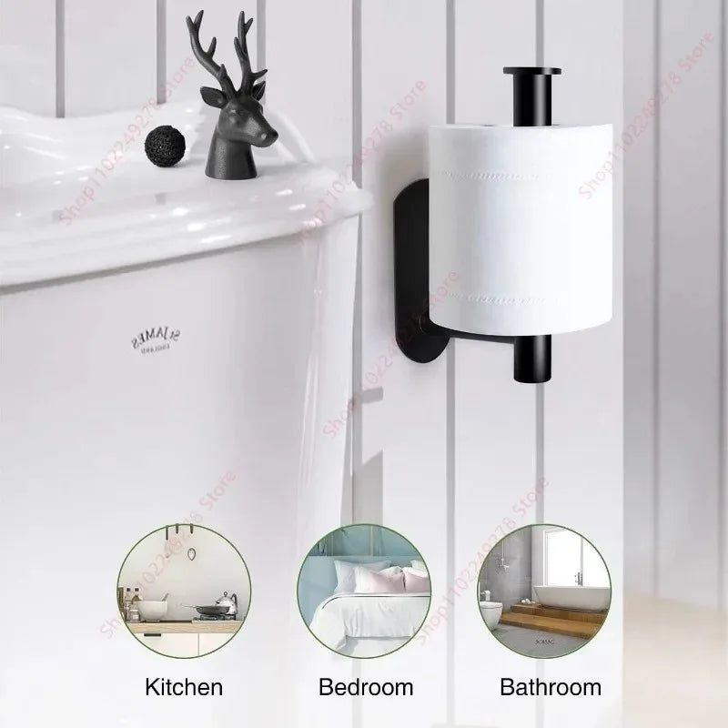 Stainless Steel Paper Holder No-drill Towel Bar Holder Self-Adhesive Toliet Paper Holder Robe Hook Bathroom Hardware Accessories