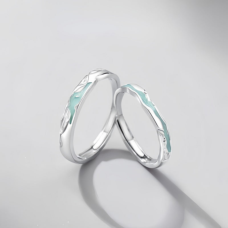 S925 Silver Couple Ring Female Men's Niche
