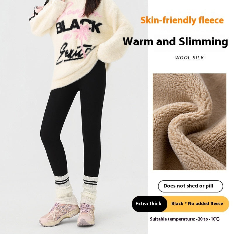 Extra Thick Cashmere Leggings Female High Waist Tight Fleece Cotton Pants