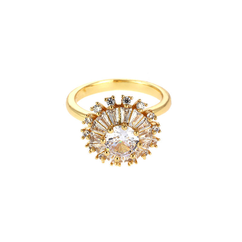 Temperament Super Shiny SUNFLOWER Simple And Stylish Personality Ring