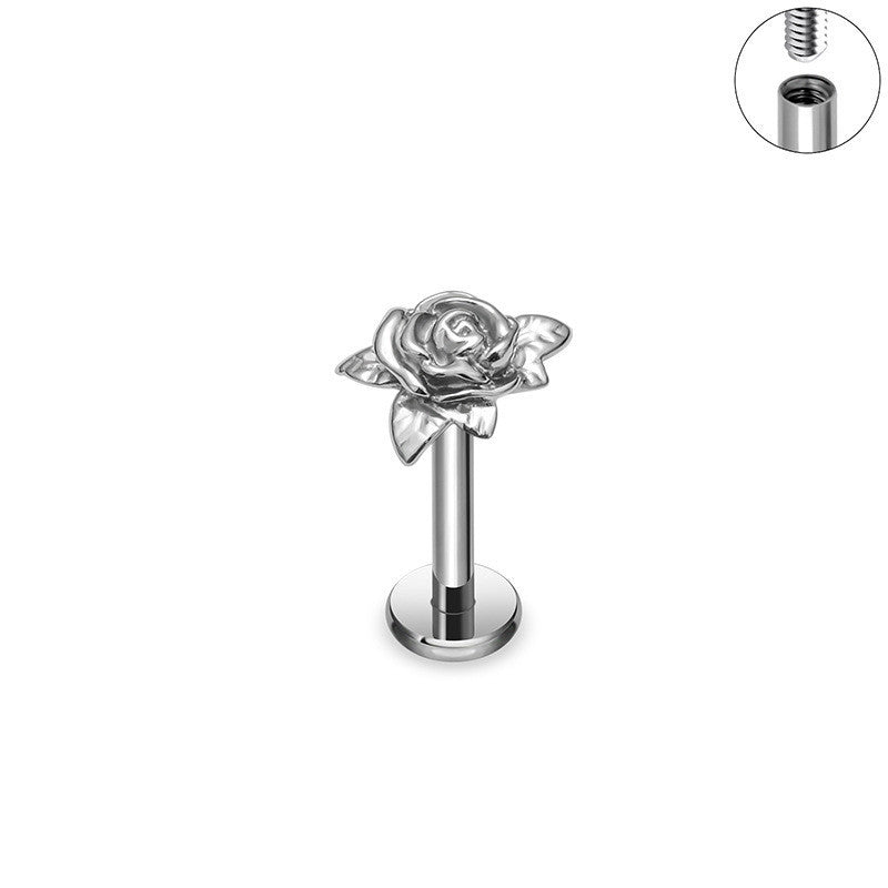 G23 Titanium Alloy Tongue Pin Thread Personality Rose Ear Bone Stud