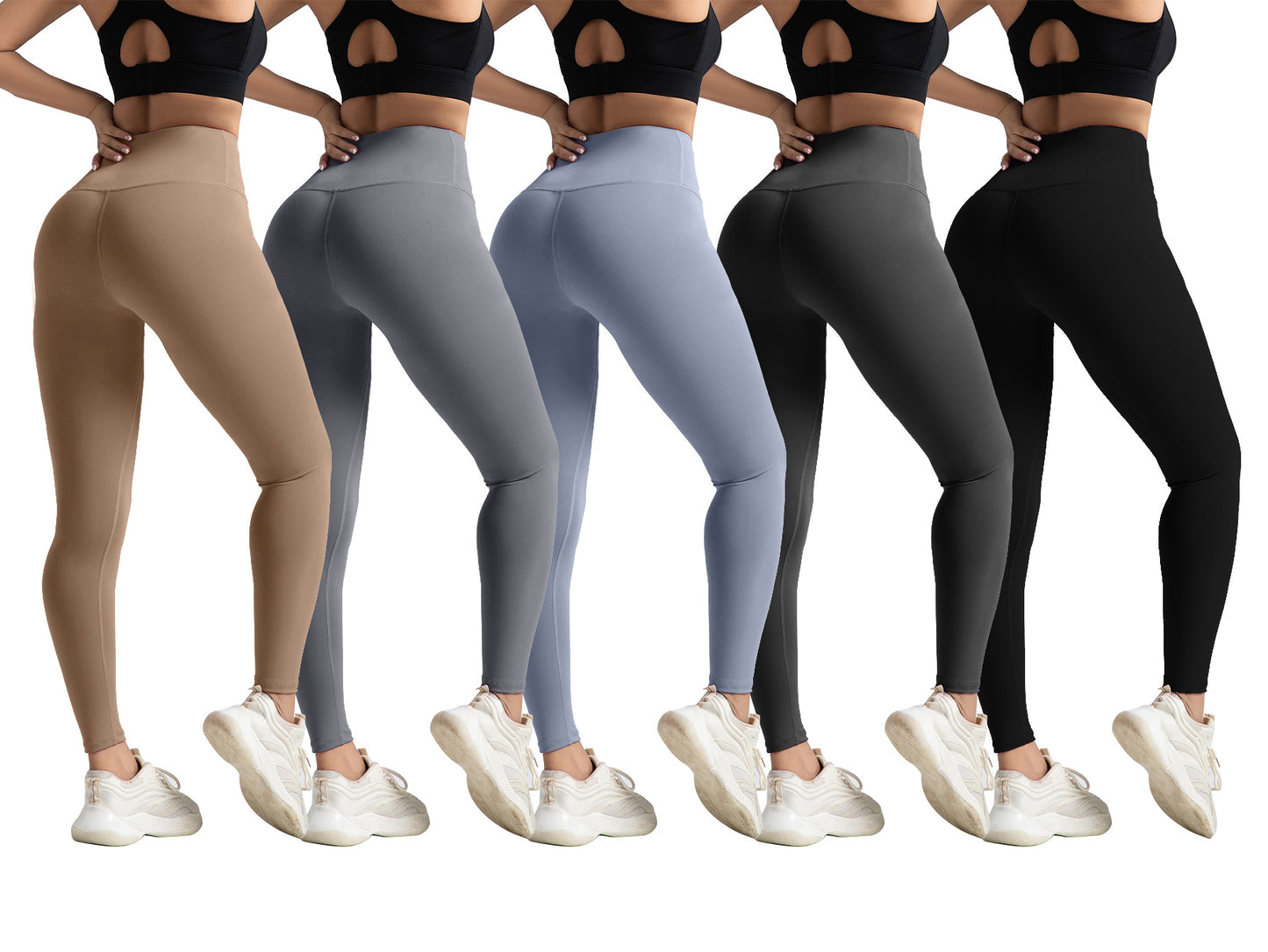 No Awkward Line Peach Butt Yoga Pants High Waist Tummy Control Running Sports Leggings