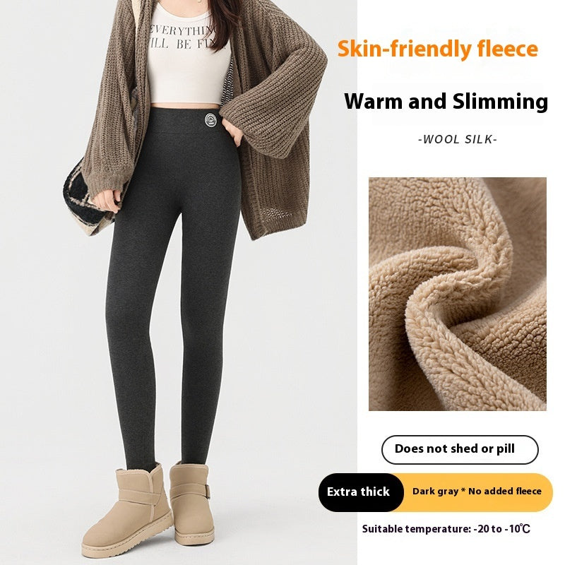 Extra Thick Cashmere Leggings Female High Waist Tight Fleece Cotton Pants