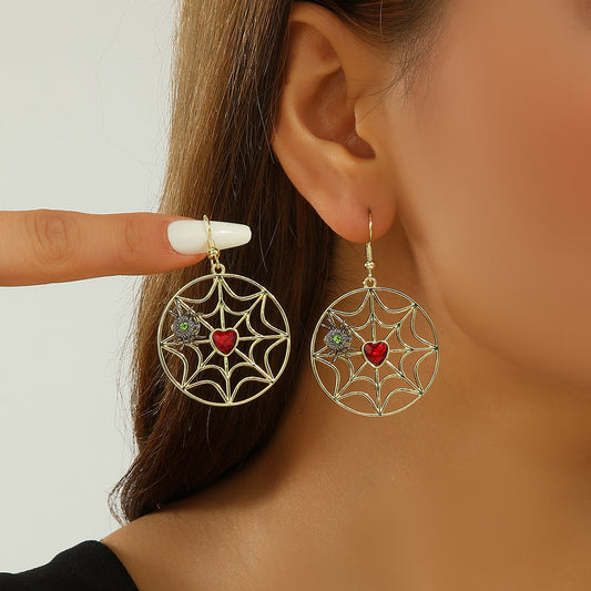 Fashionable And Personalized Spider Web Spider Pendant Earrings