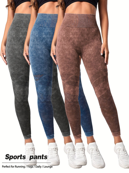 3 Pack Mesh Cut Out Leggings For Women Tights Breathable Workout Tummy Control Pants