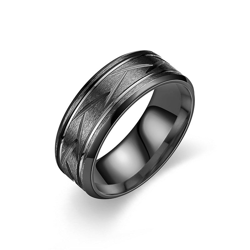 Titanium Steel Frosted Men's Ring European And American Temperament