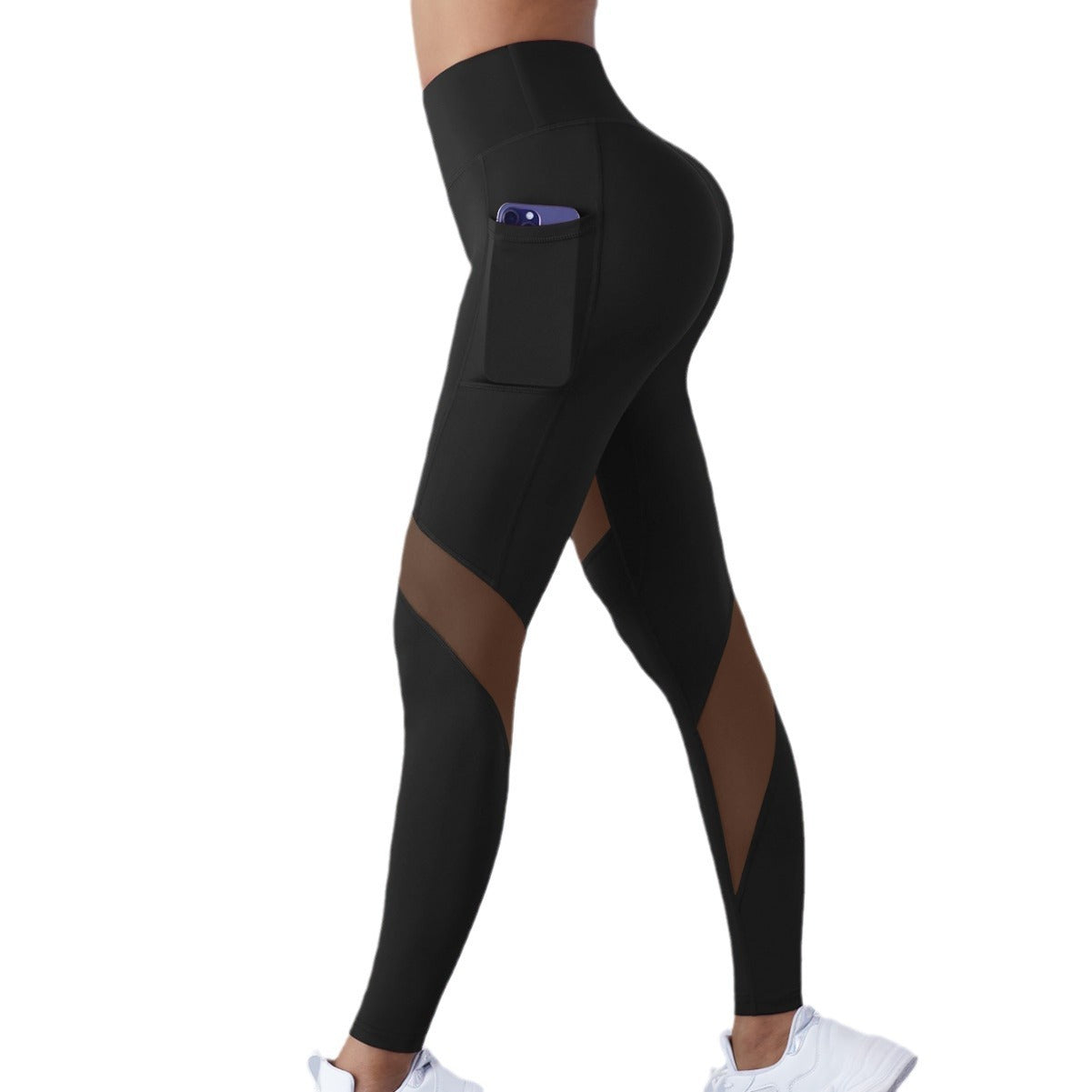 Mesh Stitching Yoga Cropped Sports Leggings