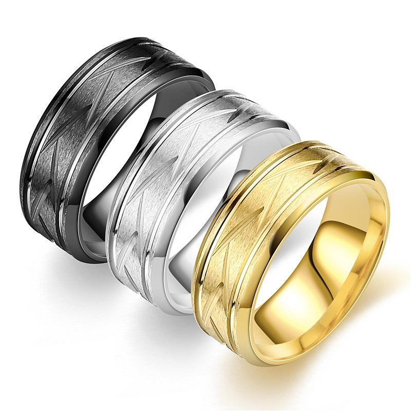 Titanium Steel Frosted Men's Ring European And American Temperament