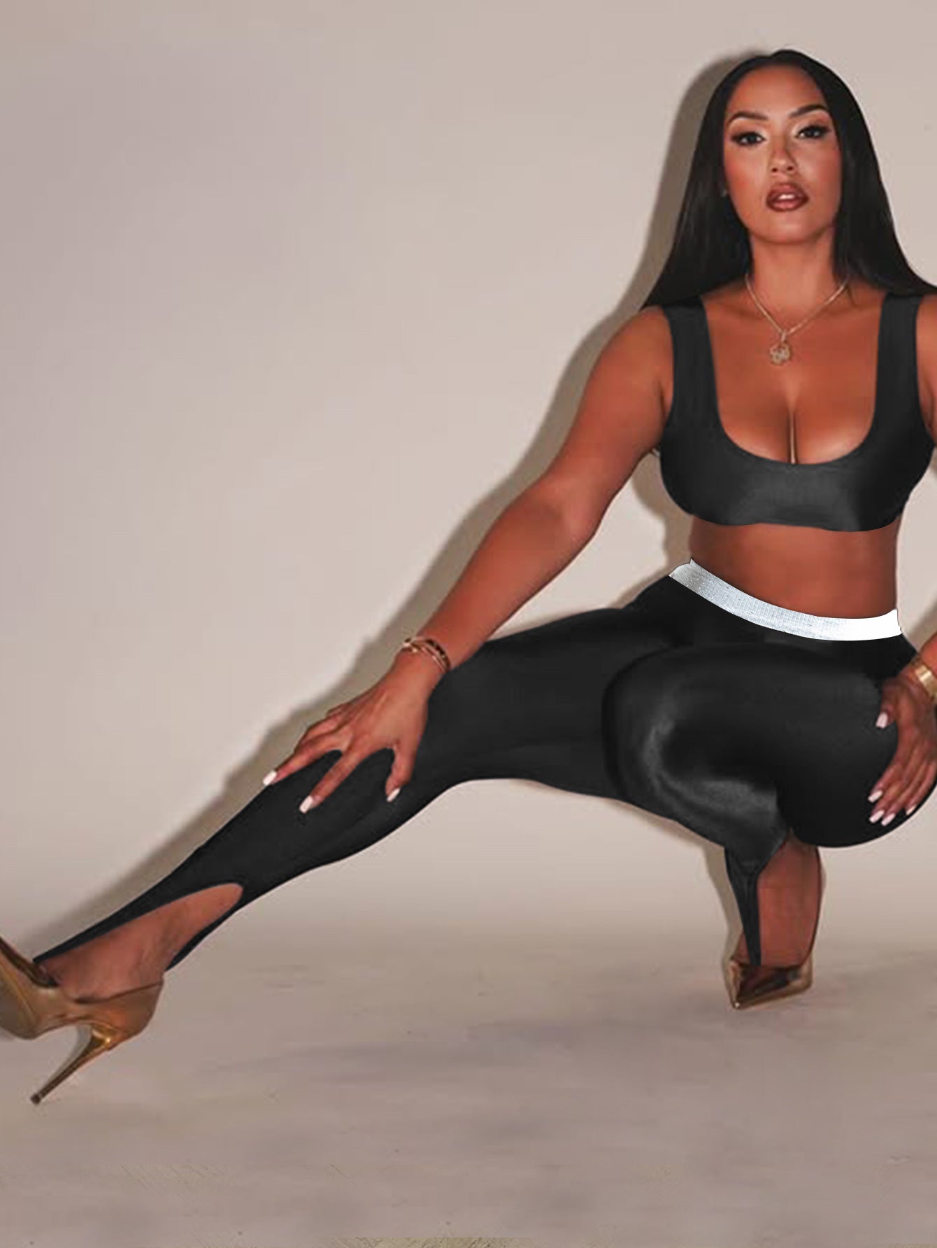 Front Step Shiny Leggings