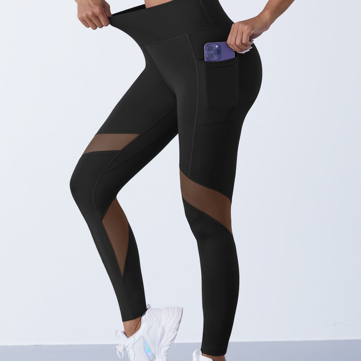 Mesh Stitching Yoga Cropped Sports Leggings