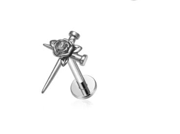 G23 Titanium Alloy Tongue Pin Thread Personality Rose Ear Bone Stud