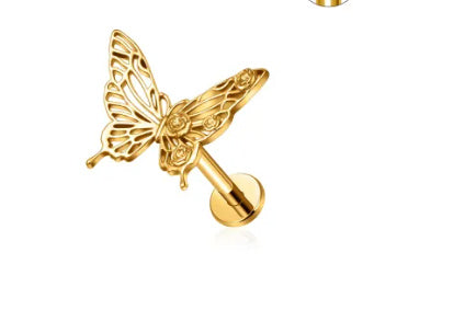 G23 Titanium Alloy Tongue Pin Thread Personality Rose Ear Bone Stud