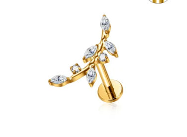 G23 Titanium Alloy Tongue Pin Thread Personality Rose Ear Bone Stud