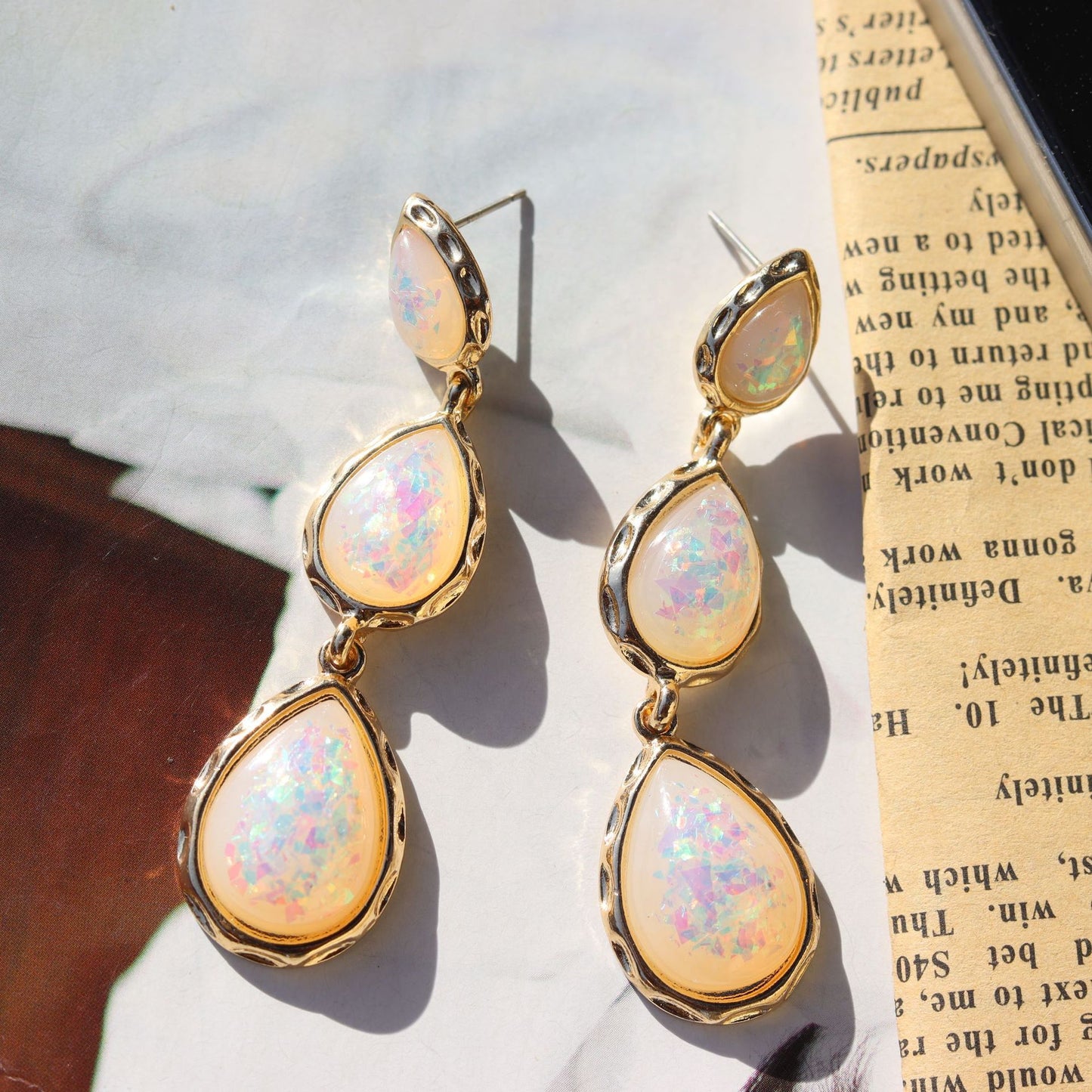 Temperamental Personalized And All-match Resin Colorful Water Drop Ear Studs