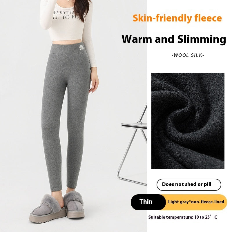 Extra Thick Cashmere Leggings Female High Waist Tight Fleece Cotton Pants