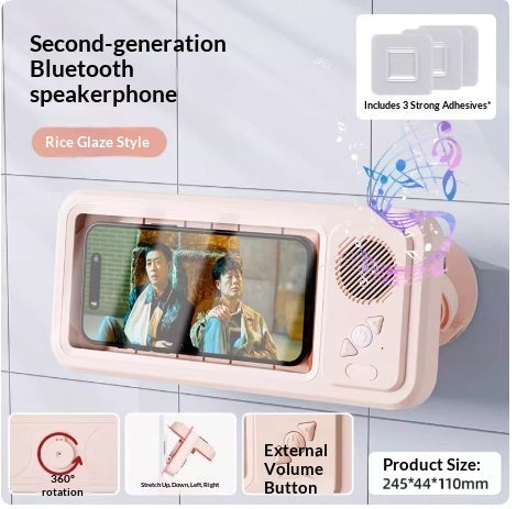 Bathroom Waterproof Mobile Phone Box Bluetooth Speaker Audio Bath TV Stand Mobile Phone Holder 360 Degree Rotation Touch Screen