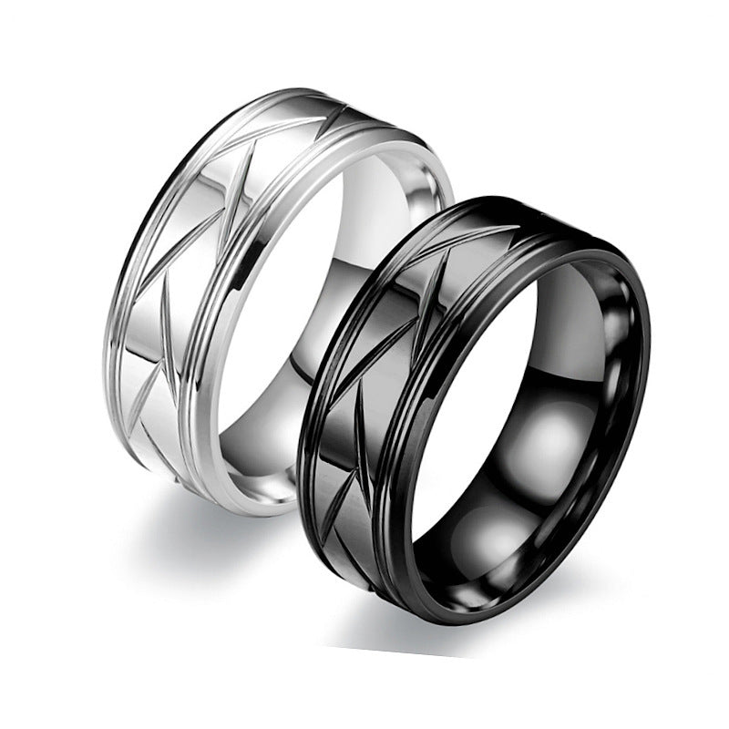 Titanium Steel Frosted Men's Ring European And American Temperament