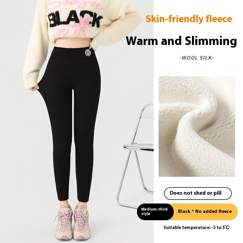 Extra Thick Cashmere Leggings Female High Waist Tight Fleece Cotton Pants