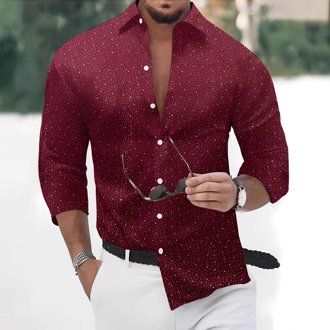 Polka Dot Bronzing Printed Casual Long Sleeve Shirt