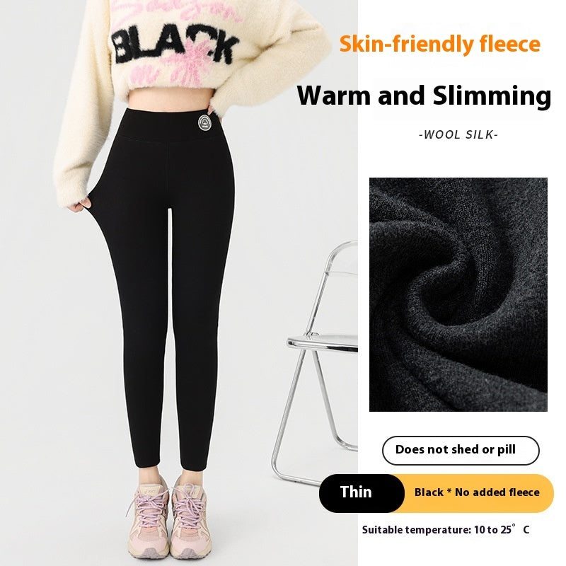Extra Thick Cashmere Leggings Female High Waist Tight Fleece Cotton Pants
