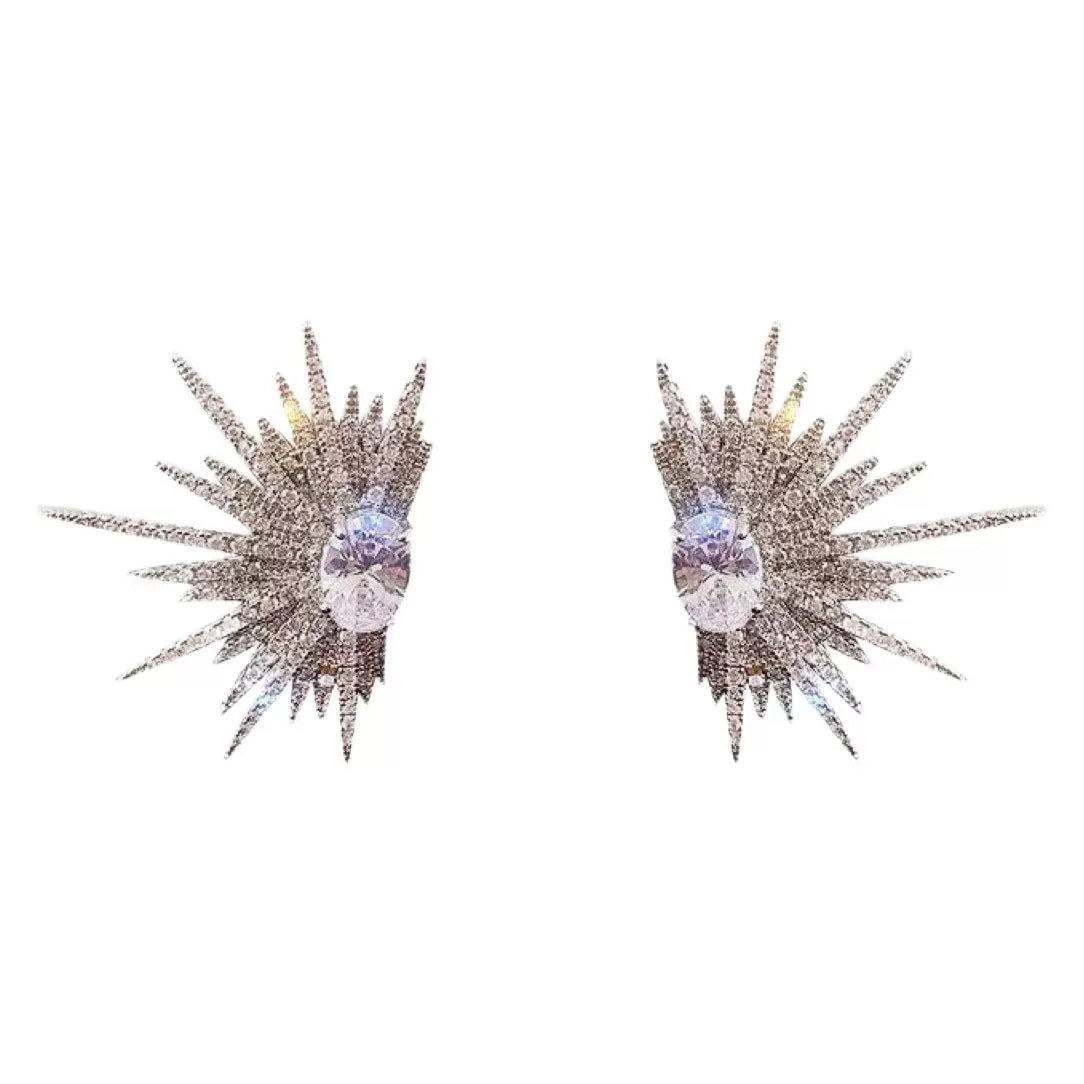 Full Diamond Eight-pointed Stars Ear Studs