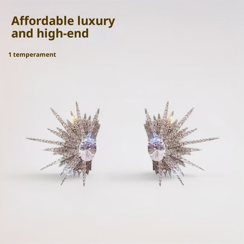 Full Diamond Eight-pointed Stars Ear Studs