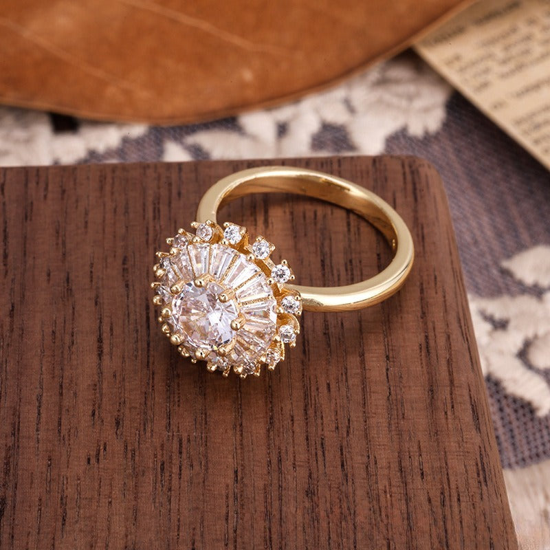 Temperament Super Shiny SUNFLOWER Simple And Stylish Personality Ring