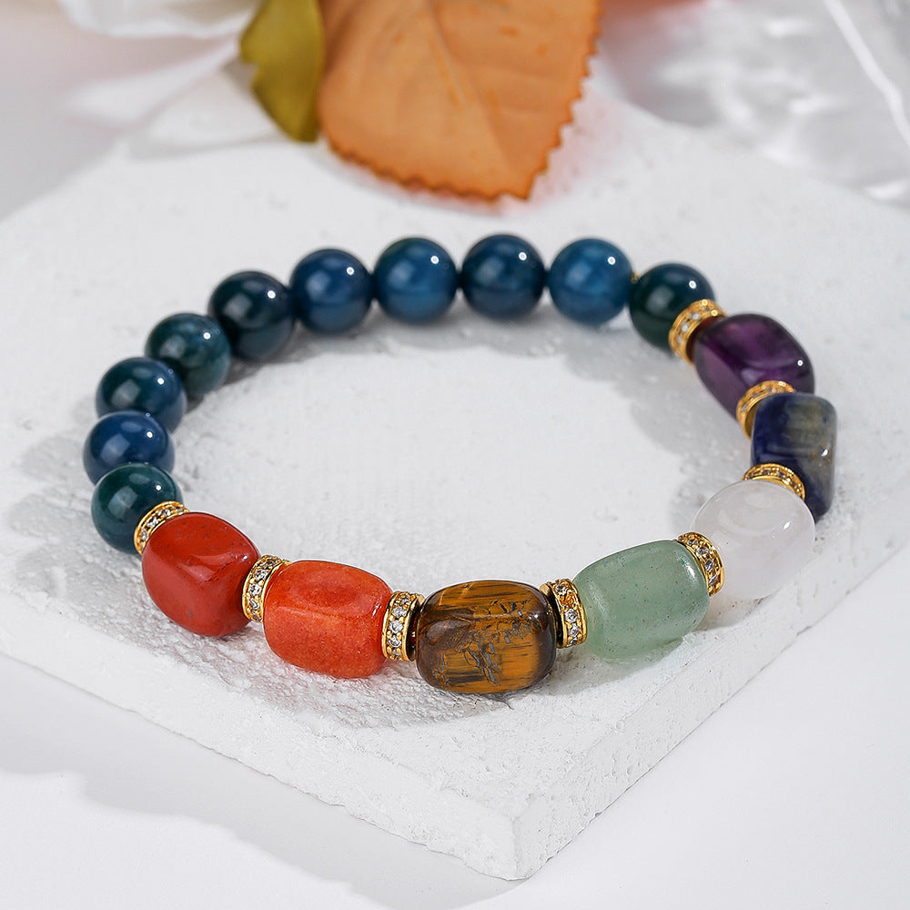 Popular Natural Crystal Bracelet Haematite Blue Phosphorus Gray Beaded Bracelet