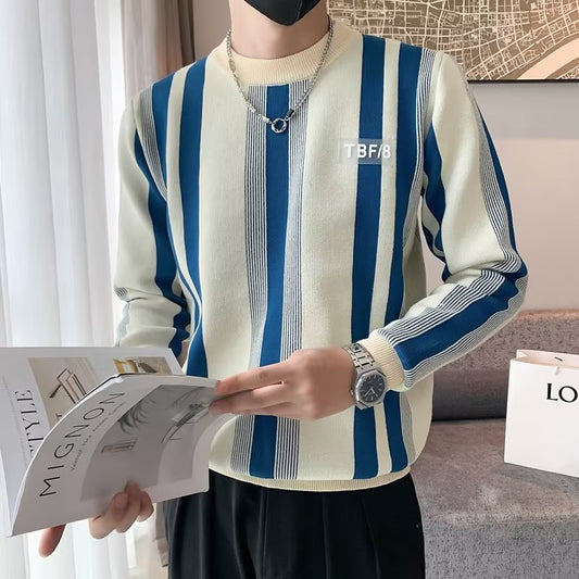 Contrast Color Sweater Striped Innerwear Knitwear Long-sleeved Top