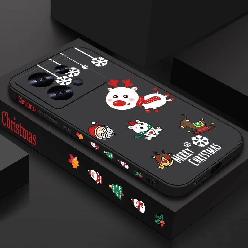 Cute Christmas Pattern Phone Case For Xiaomi Redmi Note 14 13 Pro Plus 12 14 Pro 5G Note 13C 11 13 14 4G Soft TPU Silicone Cover